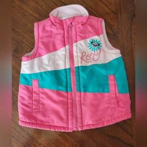 Roxy Vest Size 2T Fuschia Pink, Light & Turquoise